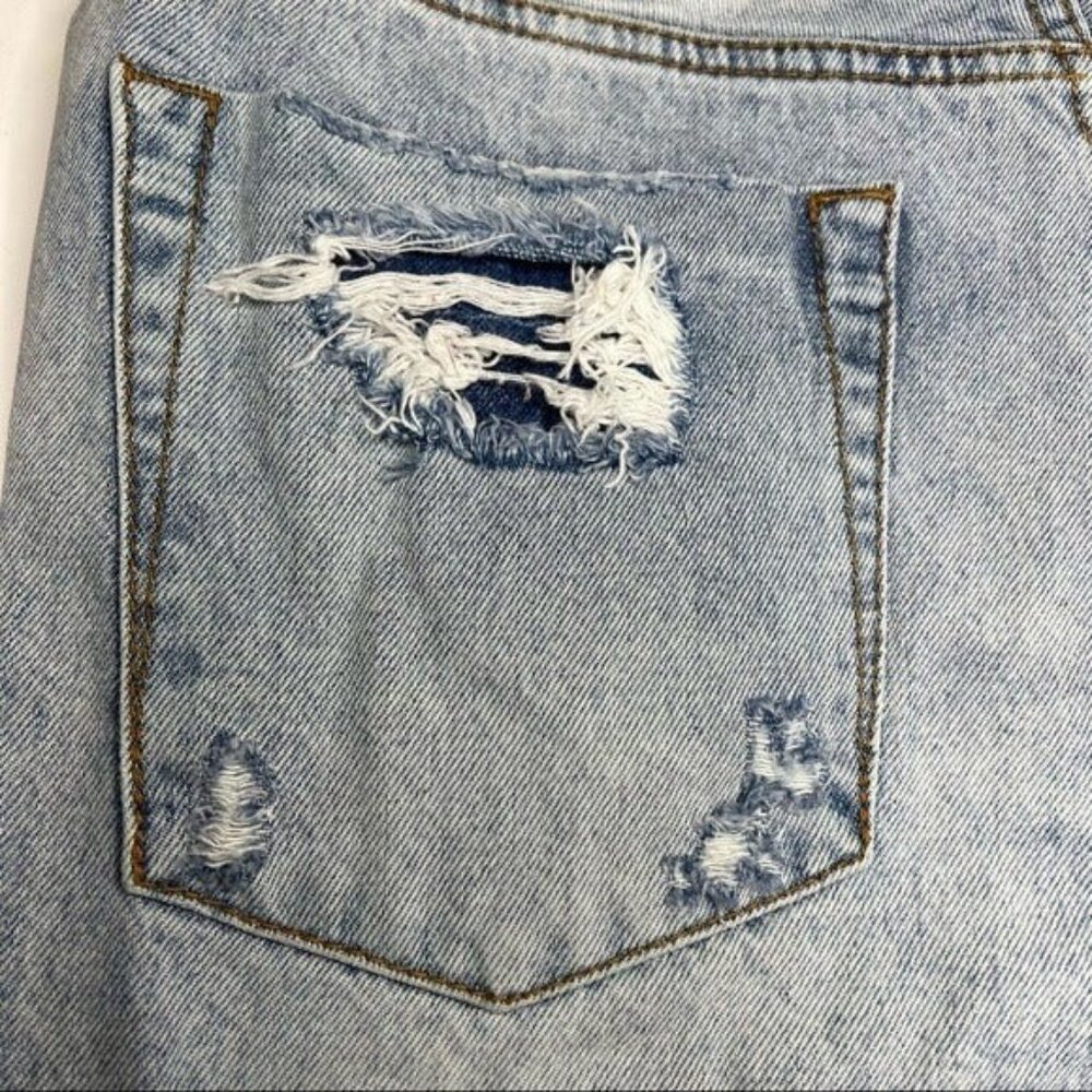 One Teaspoon Bandits Light Wash Distressed Denim Shorts Size 27 Frayed Hem - Picture 9 of 11